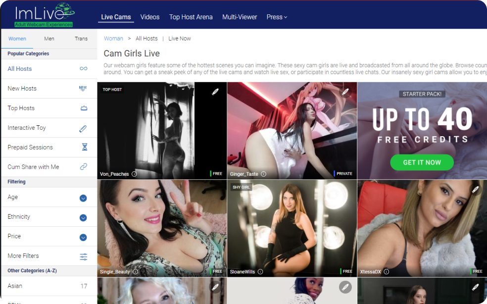 LIVE Cam Sites Trending Now: ImLive Review